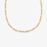 waterproof gold figaro chain shown on grey background