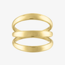 gold waterproof ring with multi layered lines shown on grey background.