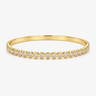 Full Circle Bangle in 18k gold plated stainless steel with round bezel-set CZ stones, hinged closure